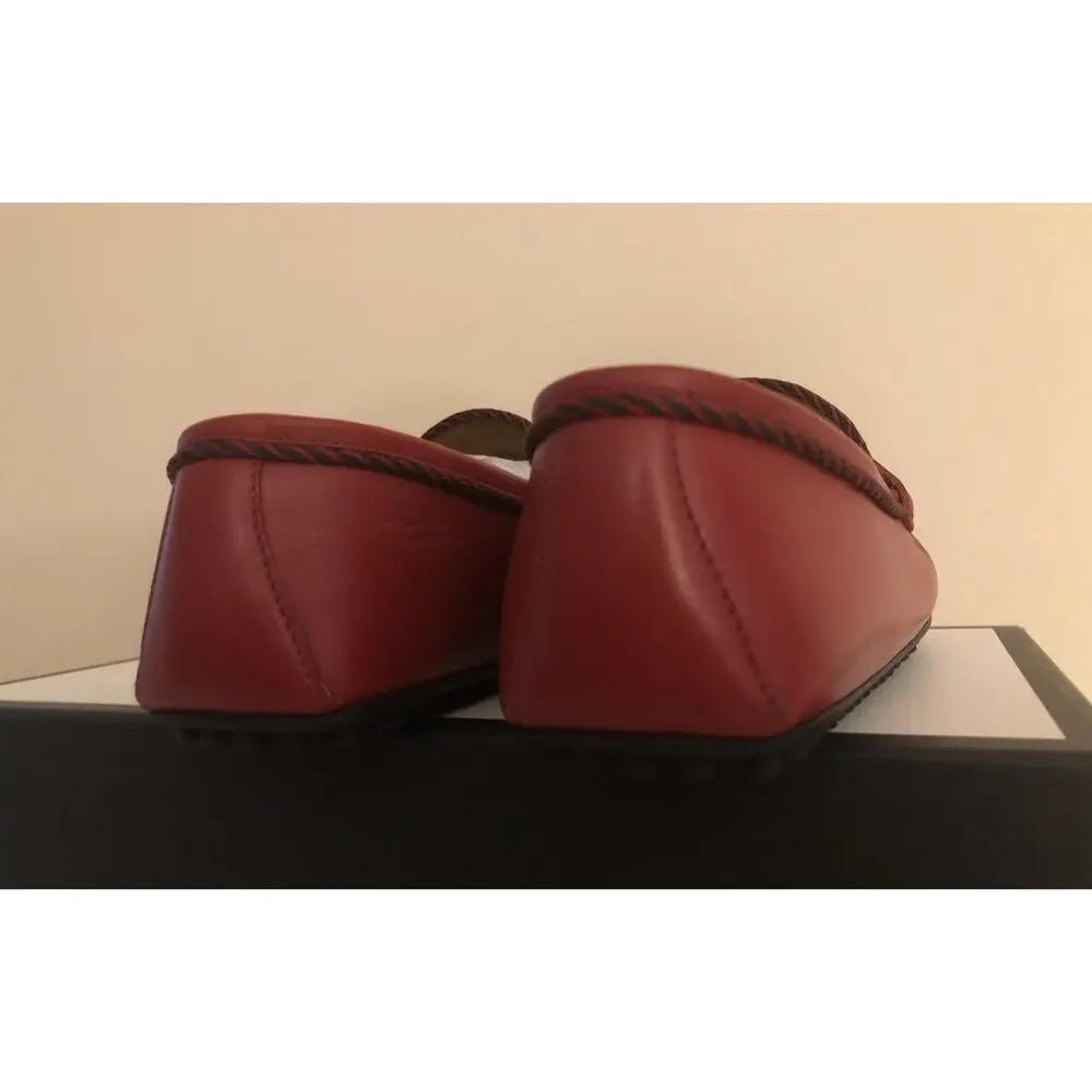 NIB Gucci Kanye Web Trim Red Leather Bee Detail Drivers Size 6.5EU/7.5US $620.00